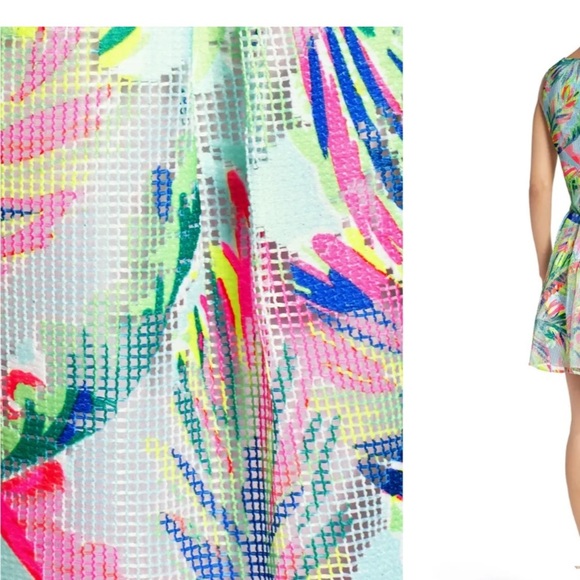 Lilly PULITZER Hilah Floral Print Mesh Skirt & Top Set Neon Multicolor SZ 00 XXS - Picture 8 of 15